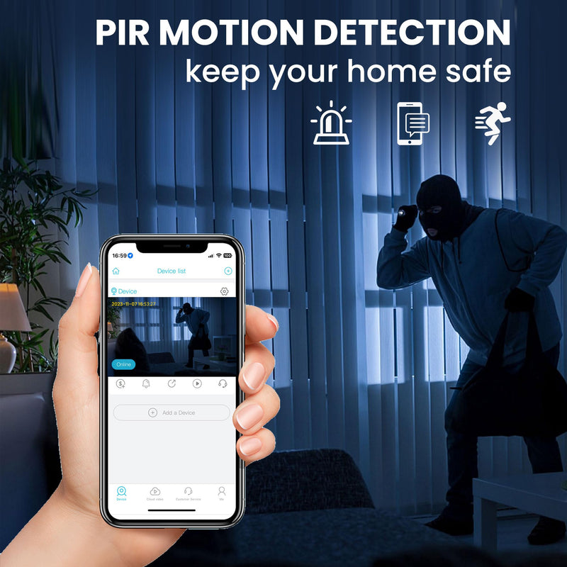 Security Camera, 2K WiFi Indoor Camera, 100 Days Standby Battery Life, Cloud & SD Storage, Clear Night Vision, AI Motion Detection, Real-Time Record Security Wireless Surveillance Camera