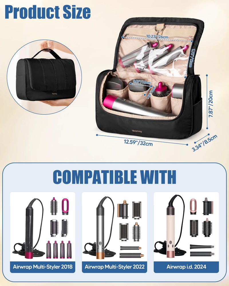 Teamoy Carrying Case Compatible with Dyson Styler and Attachments, Black | Padded Travel Bag for Dyson Multi-Styler, Portable Storage Bag Compatible with Dyson Airwrap Styler and Attachments