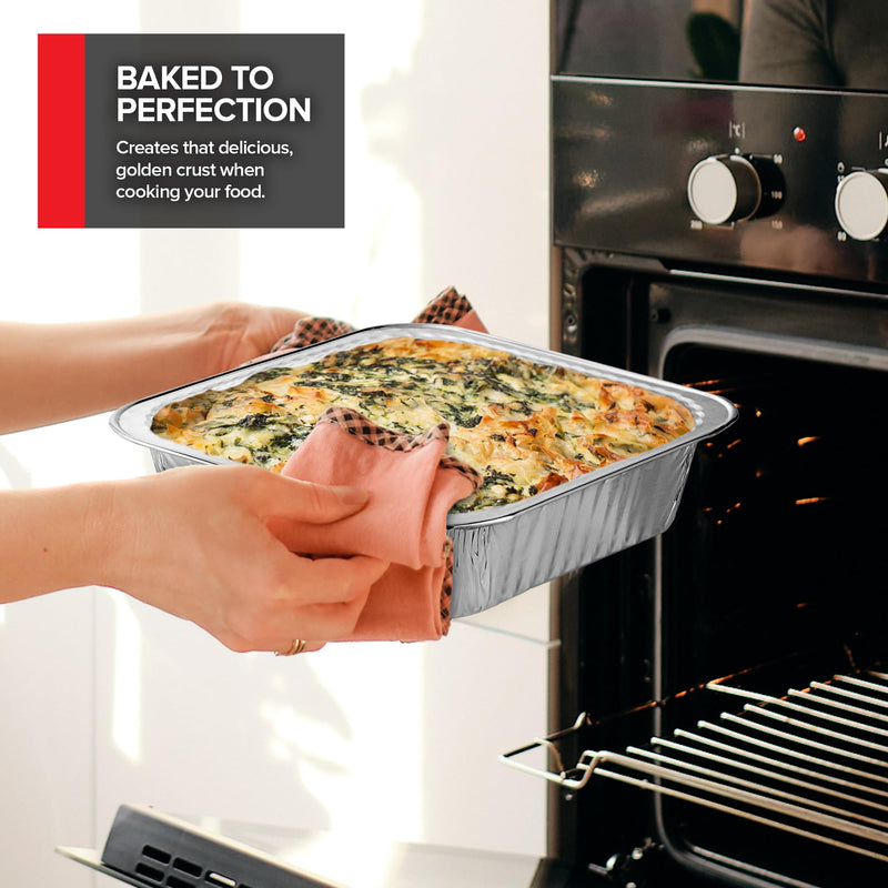 Disposable Foil Pans with Lids (Set of 20) Heavy Duty Aluminum Pans with Lids 9x13 (x10), 8x8 (x10) Baking Tins with Covers for Cooking, Heating, Storing, Food Prep, Holiday Dinner Meals, Silver