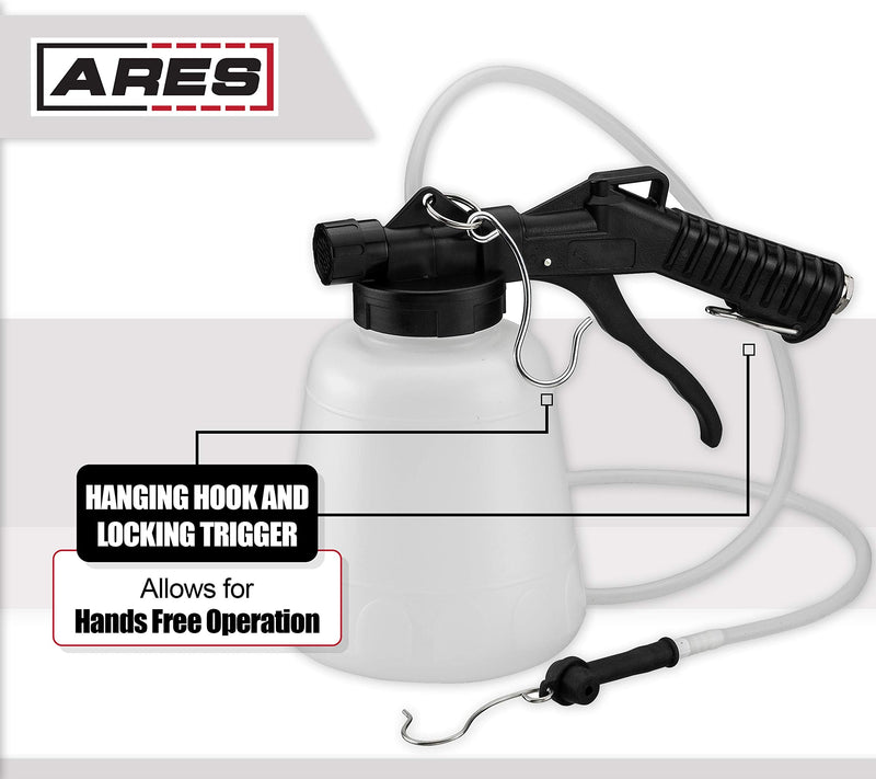 ARES 70923 - Vacuum Brake Fluid Bleeder - 1-Liter Vacuum Fluid Extractor - Hanging Hook and Locking Trigger Allows for Hands Free Operation 1-Liter Vacuum Brake Fluid Bleeder