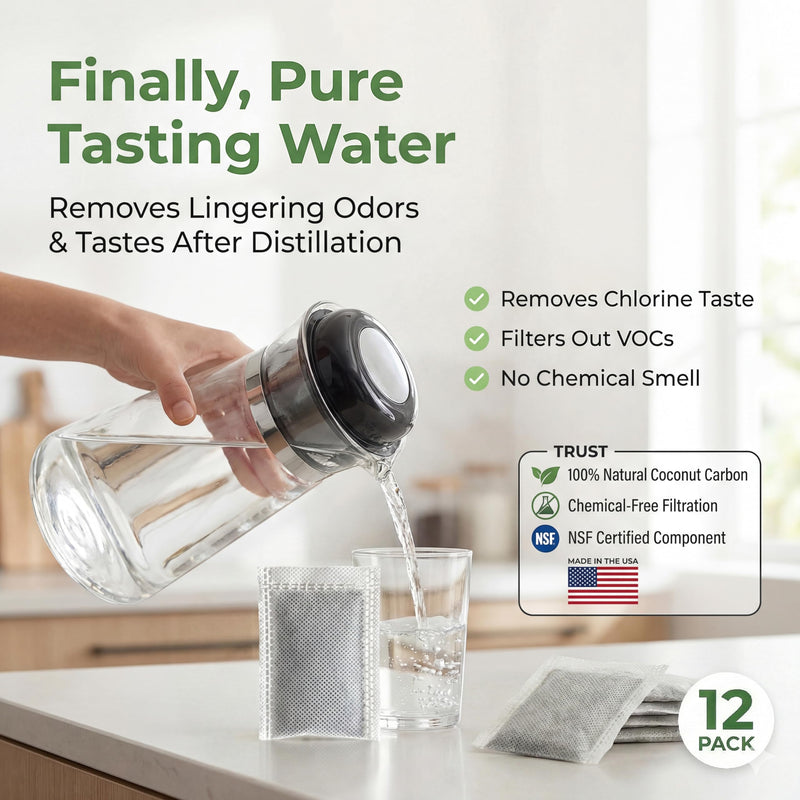 Green Piece® Activated Charcoal Water Filter Replacements (Made in USA) - Great for Megahome and Other Countertop Water Distillers - Pack of 36 - Deluxe Version 36 Count (Pack of 1)