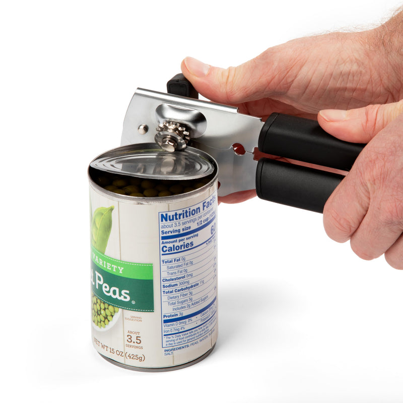 PL8 Can Opener - Stainless Steel Cutting Wheel for smooth edge, Ergonomic Soft-Grip Handles, Built-In Bottle Opener, Durable and Easy to Clean Kitchen Tool