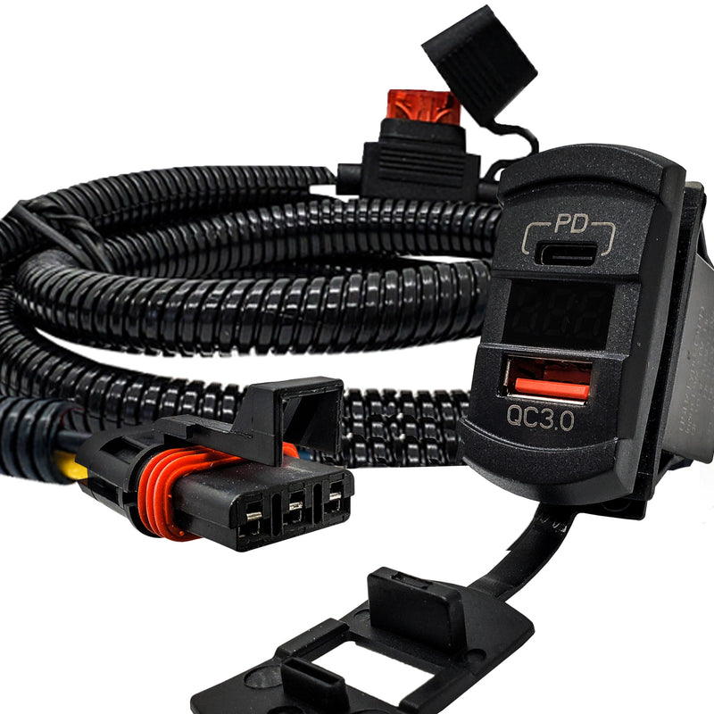 6ft. Power Bus Bar Plug Harness Dual USB Port QC 3.0 USB-C PD with Voltmeter Compatible with 2024 Polaris Xpedition XP ADV Ultimate Northstar Premium