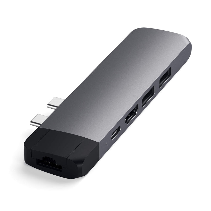 Satechi Type-C Pro Hub Adapter with Ethernet - 4K HDMI, USB-C PD, Gigabit Ethernet, USB 3.0, Micro SD Card Slot - for M2/ M1 MacBook Pro/Air (Space Gray) Space Gray