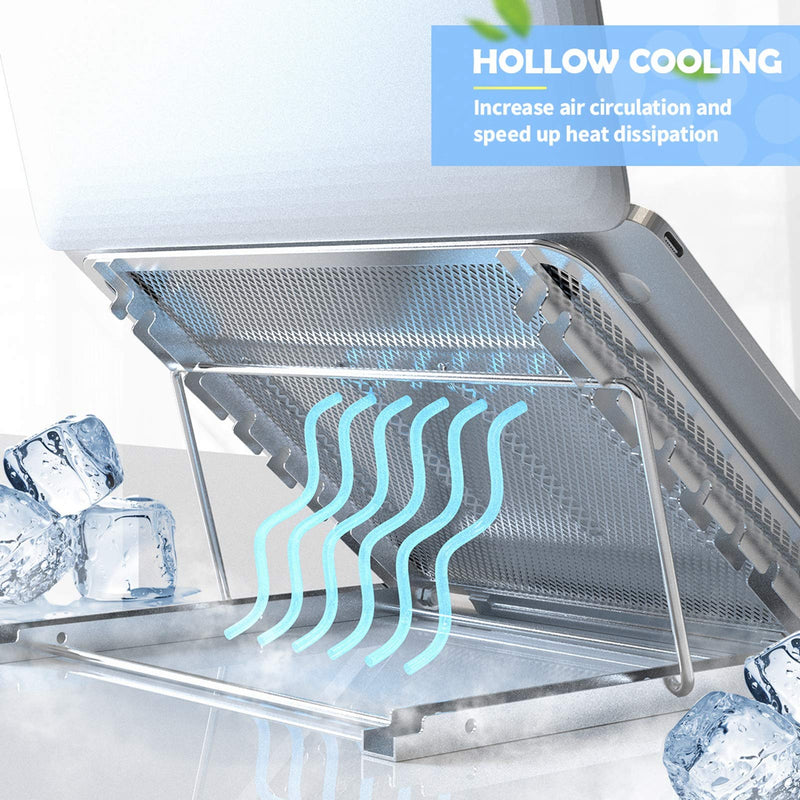 Laptop Stand, Tablet Laptop Holder Stand Foldable Ventilated Adjustable Laptop Computer Holder Desk Stand Universal Lightweight Ergonomic Tray Cooling (Silver) Silver M