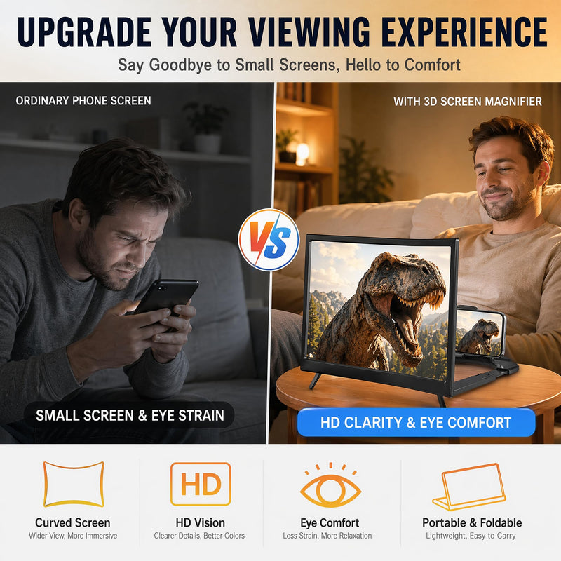 16" Screen Magnifier for Smartphone,3D HD Screen Expanders for Movies, Videos,and Gaming,Screen Magnifier with Adjustable Angle Design Amplifier Desktop Magnifying,Gift for Mom Dad Men Friends 16