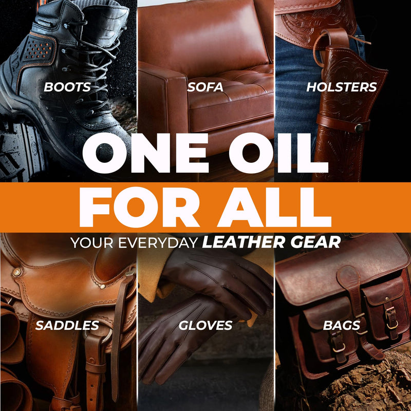 Leather Boot Oil for Work & Cowboy Boots – Deep-Conditioning Formula, Restore and Protects Dry, Cracked Leather Boots & Shoes 16oz