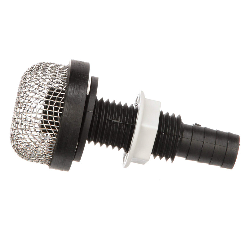 Seachoice Thru-Hull Strainer Mount with Aerator Screen, Fits 3/4 in. Hose, One Size, Black