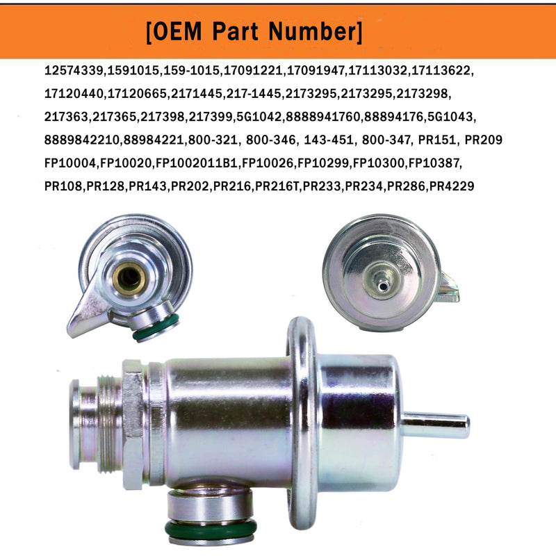 Fuel Injection Pressure Regulator Compatible with GM Chevy Buick Cadillac GMC Isuzu Oldsmobile Pontiac 1994-2005 OEM 17113622 17120440 2173302 FP10300
