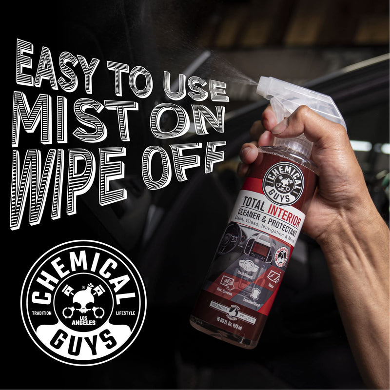 Chemical Guys SPI22516 Total Interior Cleaner & Protectant (Safe on Dash, Leather, Vinyl, Plastics, Trim, Glass, Fabric & More), 16 Fl Oz (Pack of 1) (Black Cherry Scent) 16 Fl Oz (Pack of 1) Black Cherry