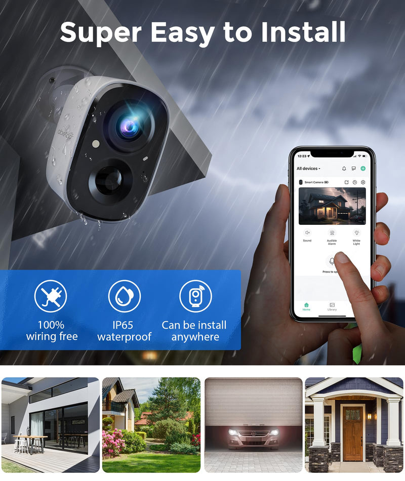 2K Wireless Security Cameras - Outdoor WiFi Security Cameras Color Night Vision, AI/PIR Detection, 2-Way Talk, Cloud/SD, Weatherproof, Battery Powered Outdoor Cameras(White-2Packs) X83-White (2 pack)