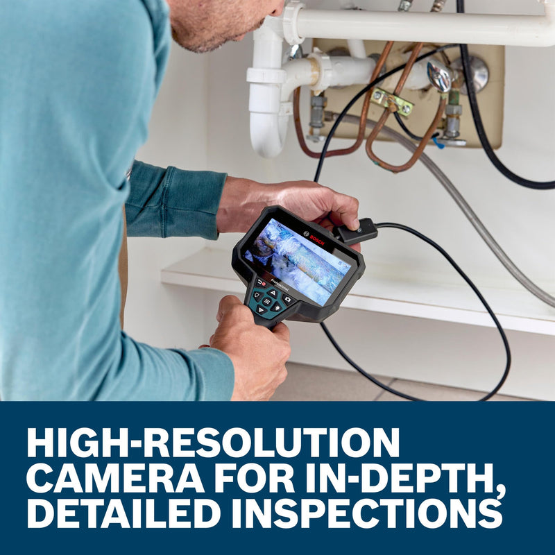 BOSCH GIC-CC5-8D Inspection Camera Cable - 5 Ft. Dual Lens, High-Resolution 1280x720 px, IP67 Rated for Durable Performance, Perfect for HVAC, Auto Mechanic & Home Inspections