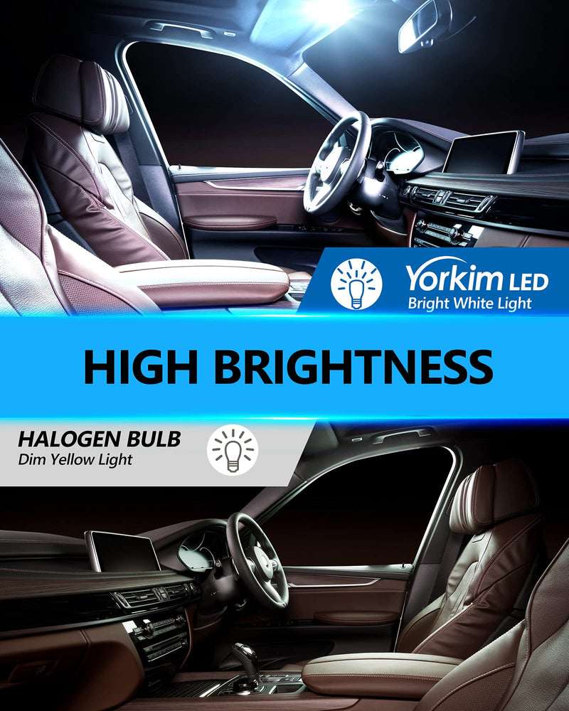 Yorkim 10psc 194 LED Bulbs 6500K White with special diamond cover 168 Led Bulb 2825 W5W T10 Led Bulb for Car Interior Lights Courtesy Map Dome Trunk License Plate Lights Side Marker Lights, Pack of 10 White-10Pack