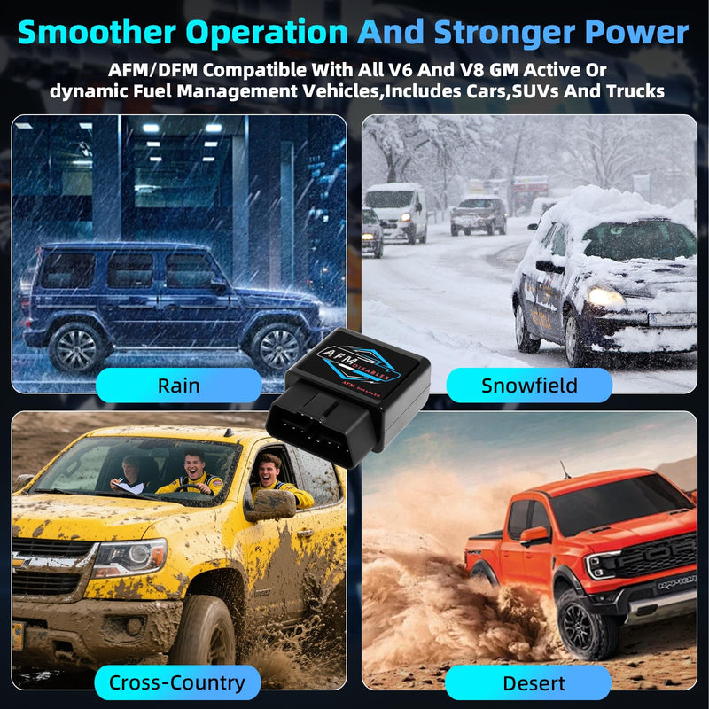 AFM/DFM Disabler Silverado 5.3 Active Fuel Management Delete Disabler Compatible With V6 & V8 Gm Motors(Chevy GMC Sierra GMC Yukon Cadillac Escalade etc)4.3L 5.3L 6.0L 6.2L-3 Year Warranty BlackBlue