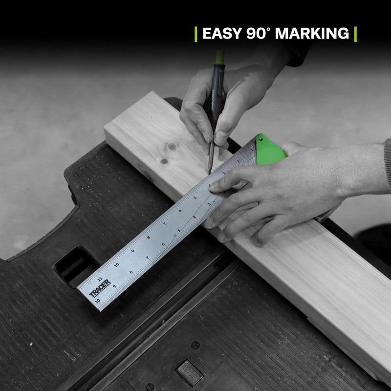 TRACER Carpenter Square 12 Inch Metal Framing Square Tool | Precision Woodworking Square Ruler Made with Stainless Steel | Right Angle Layout L Square for Construction