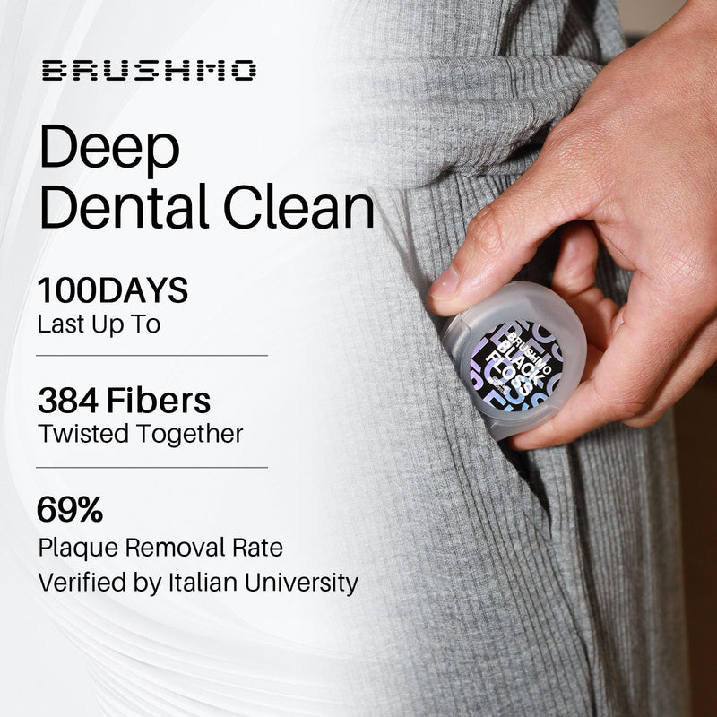 Brushmo Black Floss (BBFloss) - Expanding Floss, Gum-Friendly Soothing Mint Dental Floss, Natural Vegan Wax to Remove Plaque from Teeth, Dentist Designed PTFE & PFAS Free Oral Care, 5 Spools, 275 yd 165 Foot (Pack of 5) BB FLOSS