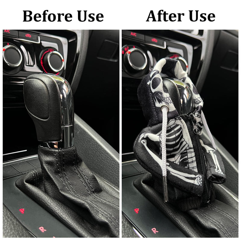 HXOUSE Skull Gear Shift Hoodie - Easy to Put & Remove Shifter Hoodie with Zipper, Soft & Comfortable Fabric Shift Knob Hoodie Fits Most Car Shifters Enhance Your Driving Experience
