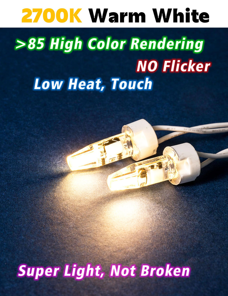 G4 LED Bulb AC DC 12V to 24V JC Type, 20W-30W T3 G4 Halogen Equivalent, 2W 2700K Warm White, G4 Bi-Pin Base, 250LM, Landscape Lighting Courtyard Lawn Lights, Non-Dimmable,10pcs