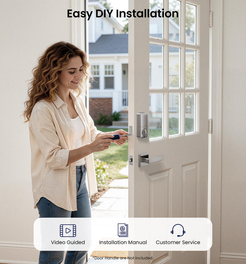 Veise VE001 Keyless Entry Door Lock with Keypad, Electronic Keypad Deadbolt for Front Door, 20 User Codes & One-Time Passcode, Auto Lock, IP55 Waterproof, Easy Installation for Home Apartment Rental Satin Nickel