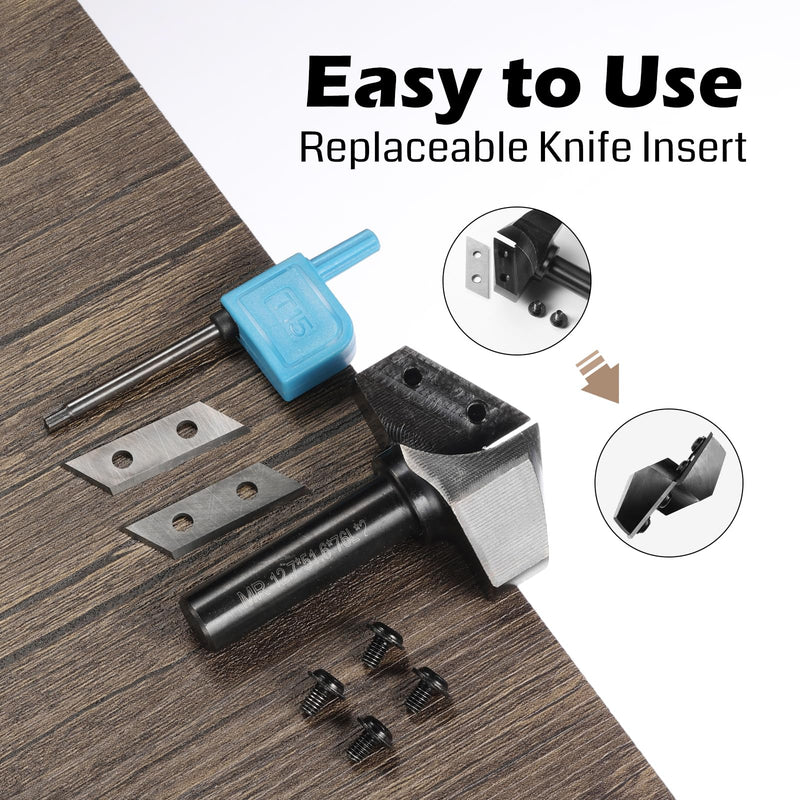 Genmitsu 1/2" Shank Router Bit, 120 Degree V Groove Carbide Inserts, CNC Milling Machine Router Bits for Woodworking 2D/3D Signmaking, Lettering, Carving, VG03 VG03-120D-51.6mm 1/2" Shank--2" Cutting Diameter-120 Deg