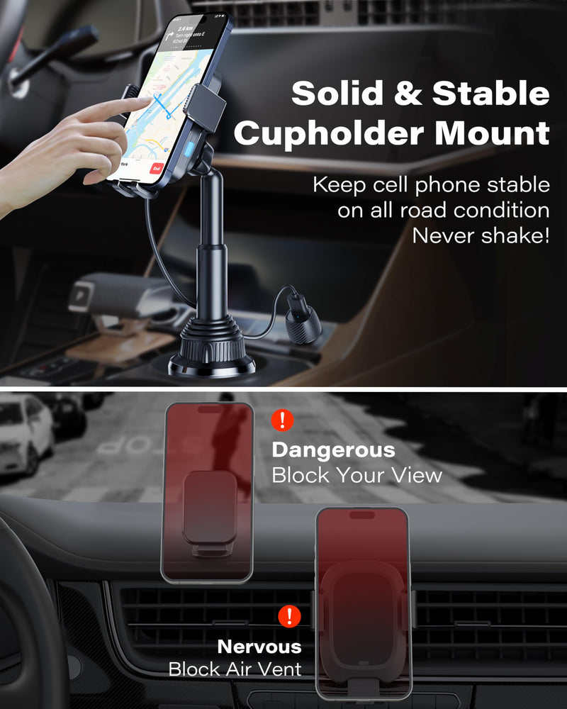 Auto-Clamping 15W Wireless Car Charger Cup Holder Mount | Auto-Clamping 15w Wireless Car Charger Cup Holder Mount for iPhone, Samsung Galaxy And Google Pixel Smartphones