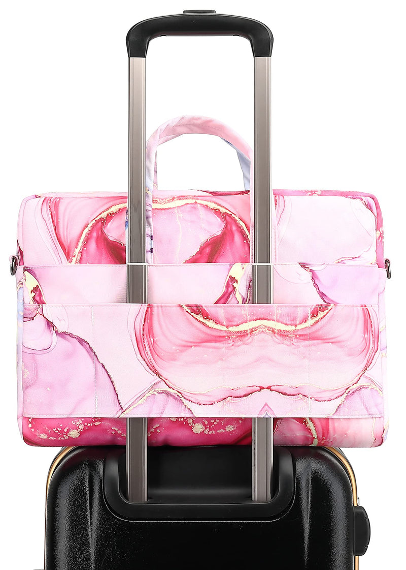 Ezrelia15-15.6 inch Laptop Shoulder Bag, for MacBook Pro 16, Hp Lenovo Dell 14 inch Waterproof Messenger Bag Case Sleeve 15 inch/15.6 inch Pink Marble