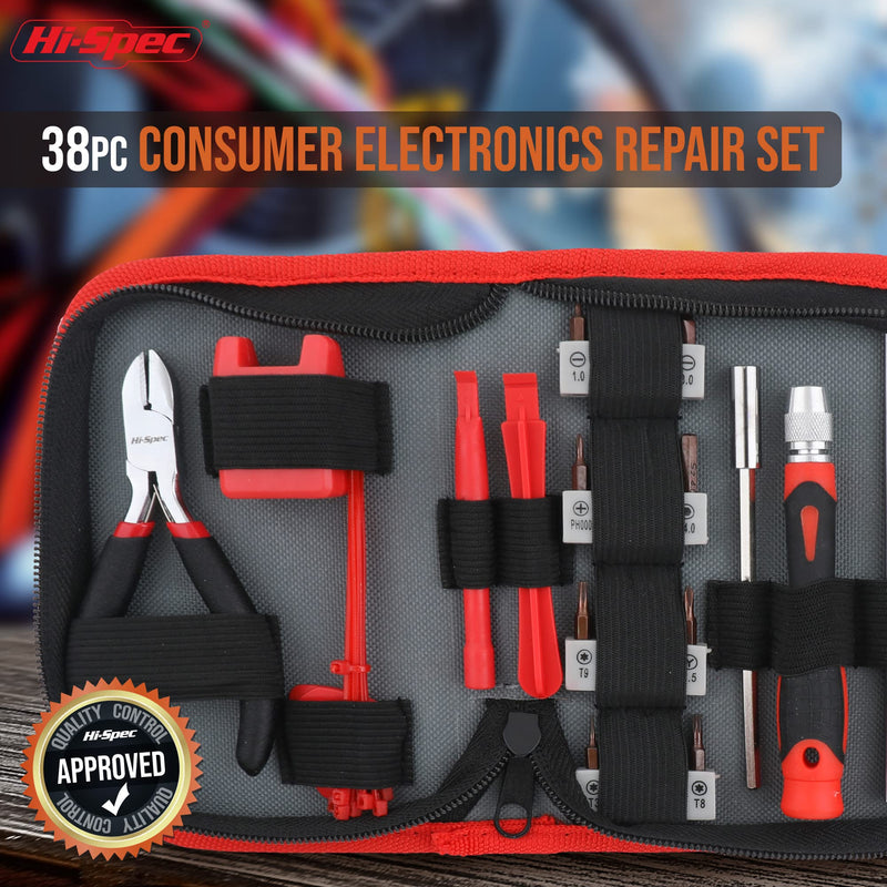 Hi-Spec 38pcs Electronics Repair Tool Kit, Precision Screwdriver Set Magnetic, Computer Screwdriver Kit, PC Building Tool Kit for Laptop, Tablet, DIY and Repair work 38pc