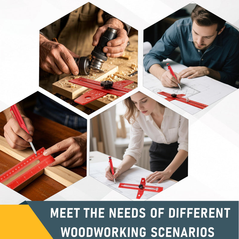 Woodworking Scriber Marking Line Ruler，Adjustable Aluminum Alloy Sliding T-Square Ruler，Precision Line Drawing with Angle Adjustment, Tool for Engineering, Architecture ，Design Drawing