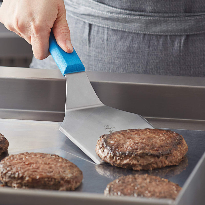 Dexter Cool Blue™ Basics™ Stainless Steel Hamburger Turner with Blue Polypropylene Handle - 5"L x 4"W Blade