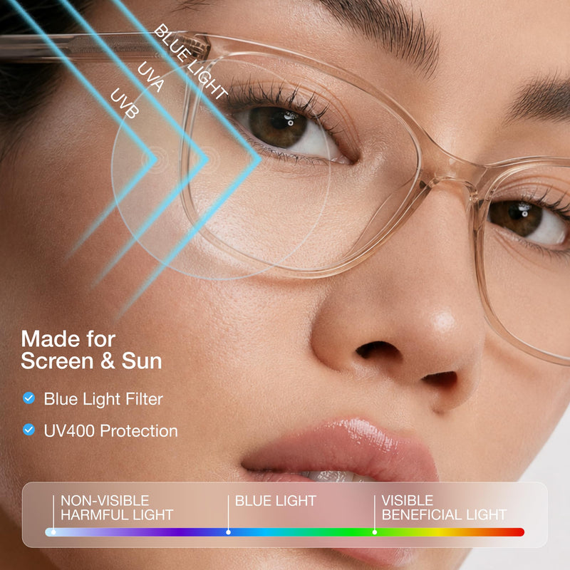 Blue Light Blocking Glasses for Women with Case, Anti Eyestrain UV Glare Computer, Gaming & Phone Eyeglasses Coffee Brown