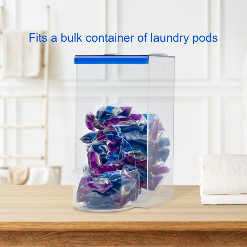 Inevibe Earplug Holder, Universal Clear Acrylic Storage with Blue Lid for Small Bulk Accessories - Finger Cots, Hairnets, Laundry Dishwasher Pods, Packets, Beard Covers, Condiments & Candy