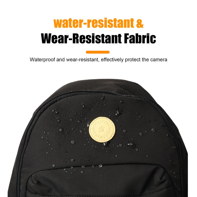 Cwatcun Camera Backpack for Women, Compact DSLR Bag with Tripod Strap | Fits 1body +1lens +10.9"iPad. Removable dividers,18mm padding,waterproof,tripod strap,anti-theft pocket,lightweight 0.96kg. Black 1.0 Small
