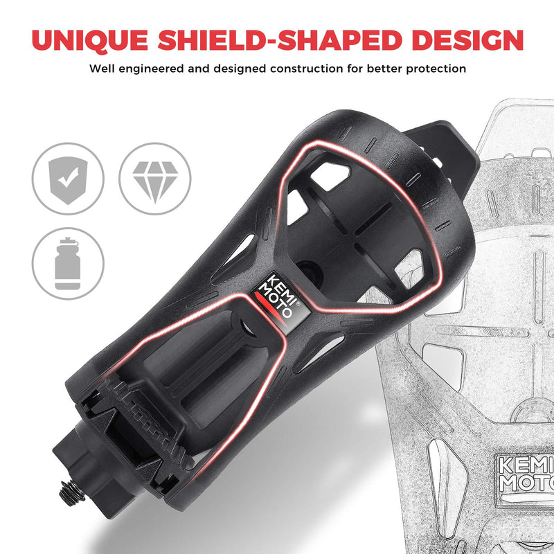 KEMIMOTO ATV Cup Holder, Upgraded Motorcycle Drink Holder Handlebar, Water Bottle Holder Mount with 0.6”-1.56” Metal Clamp for Scooter Bike Boat Stroller Wheelchair Golf Push Cart Tractor (1) 1