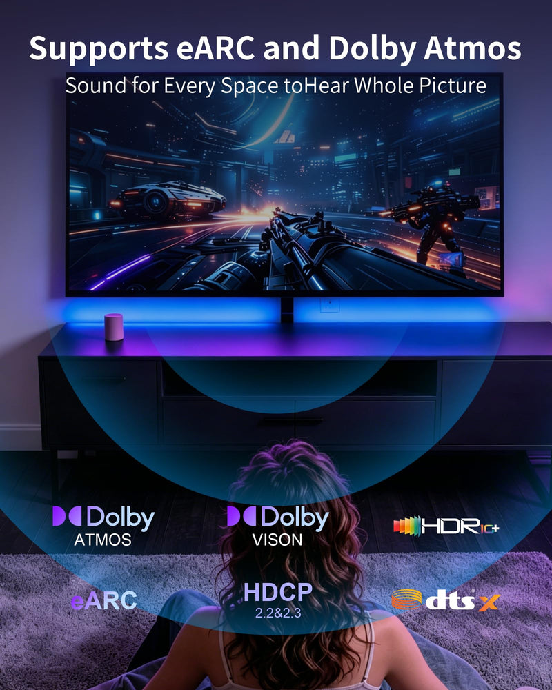 Fiber Optic HDMI Cable 50ft, 8K Long Active HDMI 2.1 Cable 48Gbps Ultra High Speed Braided 8K@60Hz 4K@120Hz, Dynamic HDR, eARC, HDCP 2.2&2.3, 3D, for Laptop, PC, PS5, Xbox, HDTV, Projectorr, Monitor 50 Feet