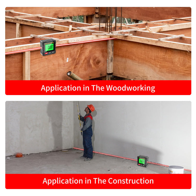  [AUSTRALIA] - Digital Level Box Construction Protractor Range 4 × 90° Resolution 0.05° Angle Finder Gauge Inclinometer with 4PCS Magnets and Infrared Rays for Construction,Woodworking,Building and etc.