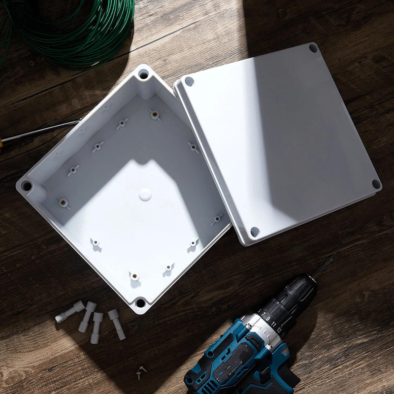 Kanayu Conduit Box Electrical 8'' x 8'' x 4'' Junction Box Plastic Dustproof Waterproof IP65 Gray White Protect Conduits and Fittings Universal Electrical Project Enclosure for Outdoor 8'' x 8'' x 4'' 1