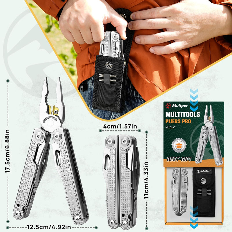  [AUSTRALIA] - Multitools Pliers Pro, Upgraded Multi Tool With Damascus Knife, Replaceable Wire Cutters and Screwdirver Set, Foldable Multitools with Scissors, Screwdriver, Ideal for Camping,Survival, Repair