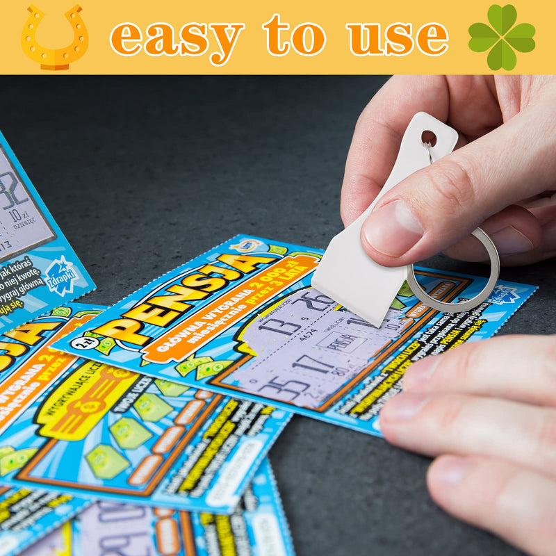 50 Pcs Scratcher Tool Plastic Scraper Tool Keychain Scoop Shape Lotto Scratcher Keyring Gambler Lucky Gift for Tickets Stickers Labels Films Sublimation Multifunction