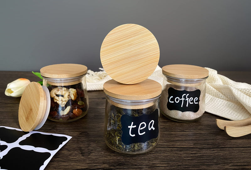Oui Yogurt Jar Lids - 24 Pack Oui Lids - Natural Bamboo Wood with Silicone Sealing Ring and Oui Yogurt Jar Label for 5 oz Oui Yogurt Jars. Bamboo 24Pcs