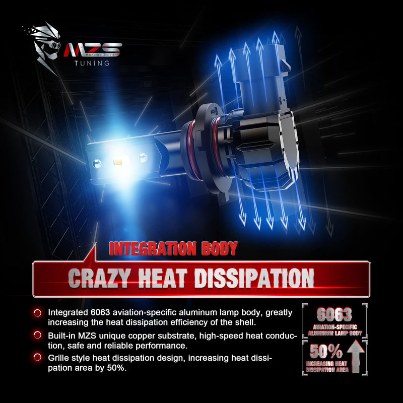 MZS 9005 9006 Bulbs Combo, 300% Brighter HB3 HB4 Fog Lights, Instant-Plug in 6500K Xenon White 9005 9006 Light Bulb, Mini Size Fanless 9005 9006 Fog Bulbs, Pack of 4 9005+9006