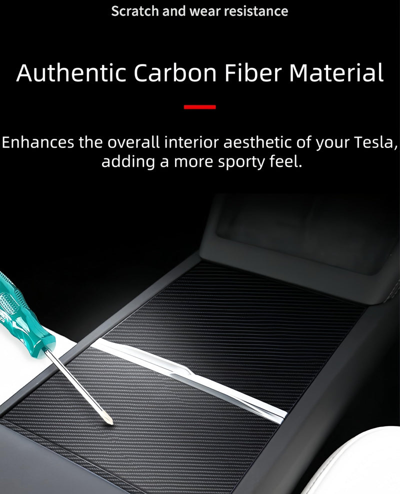 frani Center Console Wrap (Genuine Carbon Fiber Edition) Designed for Tesla Model 3 Highland 2024-2026/Model Y Juniper 2025-2026,Tesla Center Console Cover for Model 3/Y Refresh M3 Highland(23-26)/MY Juniper(25-26) Genuine Carbon Fiber