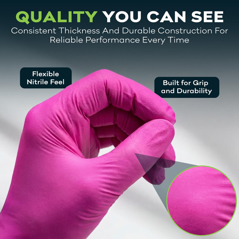 FifthPulse Fuchsia Hot Pink Nitrile Disposable Gloves -3 Mil Medical Exam Nitrile Gloves -Powder and Latex Free Medium 200