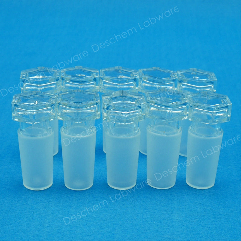 10Pcs 24/40 Lab Hollow Glass Stopper Laboratory Ground Joint Hexagonal Plug 10