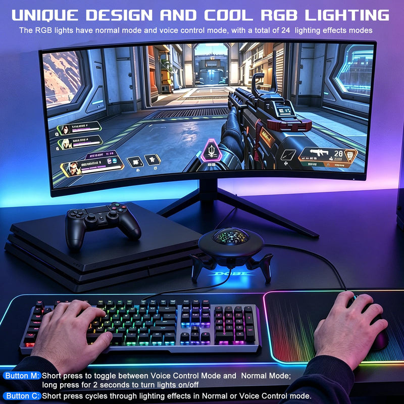 Keyboard and Mouse Adapter for Nintendo Switch/Switch 2/Xbox Series/Xbox One/PS4/PS3, Gaming Console Converter with RGB Lights, Supports Custom Keys, Sensitivity Settings, Play FPS, TPS, RPG, RTS Game