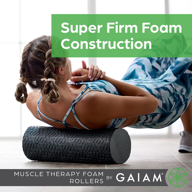 Gaiam Restore Foam Roller for Muscle Massage - Deep Tissue Muscle Massager for Sore Muscles & Stimulation - Total Body Pain Relief, Back, Neck, Foot, Calf, Leg, Arm (18 Inch and 36 Inch) 18-Inch 18" Roller (Grey)