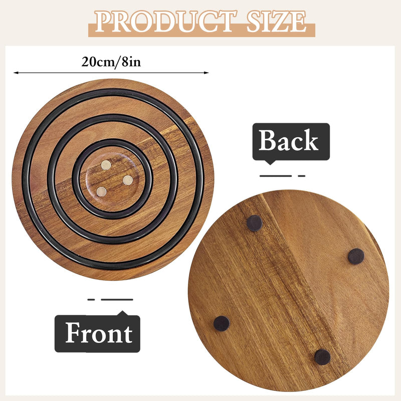 2 PCS Magnetic Wooden Trivets for Hot Pots and Pans, Heat Resistant Acacia Wood Trivet with Cushioning Silicone Strips for Dutch Ovens Hot Dishes Pots Holder, for Mom Grandma 2 PCS
