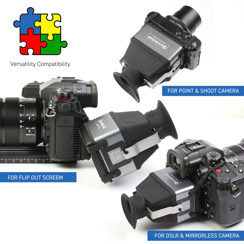Kamerar CVF-2 LCD Viewfinder 3X Magnifier for 3.0" and 3.2" LCD Screen for Canon, Nikon, Pentax, Sony DSLR