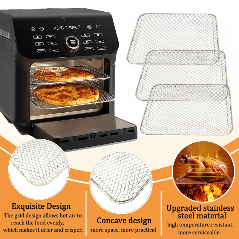 ALJ 3PCS Air Fryer Oven Mesh Rack for COSORI 10QT Air Fryer Toaster Oven, Premium Dehydrator Rack Shelf Grid Grill Pan Crisper Cooking Plate Tray Insert Grate for COSORI 13QT Oven, Dishwasher Safe 10QT for COSORI