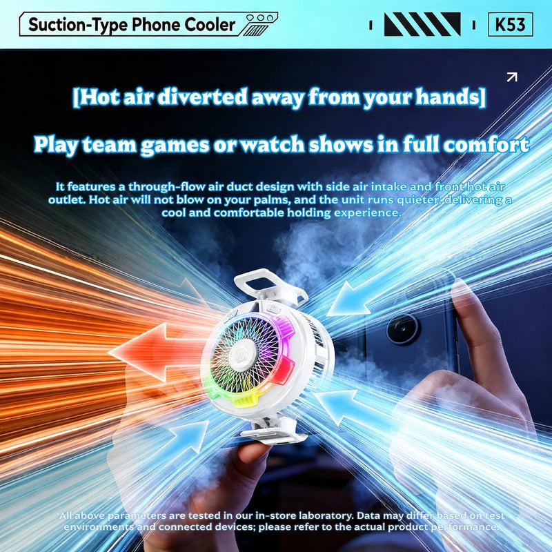 Phone Cooler for Gaming, Cell iPhone Cooling Fan Hot Weather, Portable RGB Mobile Enfriador para Celular Case, Ventilador para Telefono ipad Keep Phone Cool, for iPhone/Android Series Phone White