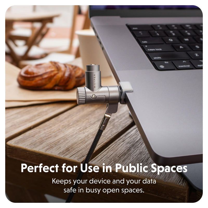 HyperShield MacBook Pro Cable Laptop Lock — Tool-Free MacBook Security Lock w/ 6.5 Ft. Steel Cable, Full Port Access — for 14” & 16” Apple Silicon Devices — Ideal for Public Spaces